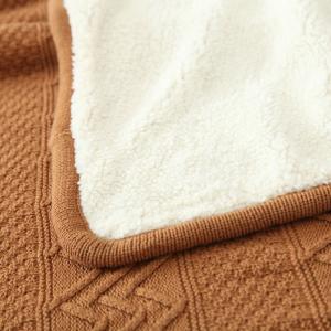 Cotton Chunky Knit Blanket Sherpa Winter Blanket