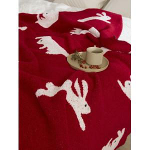 Cute Rabbit Red Blanket Full Size Cozy Throw