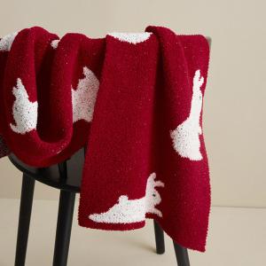 Cute Rabbit Red Blanket Full Size Cozy Throw