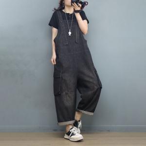 Side Pockets Baggy 90s Overalls Denim Gardening Outfits