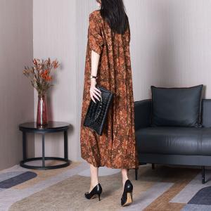 Flowers Patchwork Printed Elegant Dress Mulberry Silk Spring Outfits