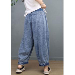 Relax-Fit Light Wash Jeans Drawstring Waist Dad Jeans