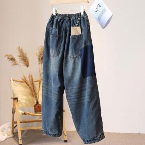 Comfy Straight Legs Jeans Baggy-Fit Ladies Tartan Jeans