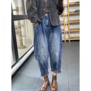 Checkered Lining Light Wash Jeans 90s Baggy Stone Wash Jeans