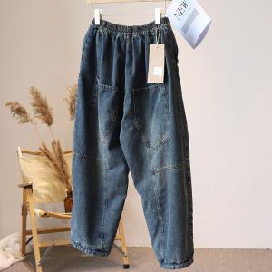 Checkered Lining Light Wash Jeans 90s Baggy Stone Wash Jeans