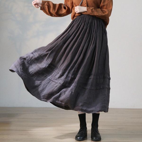 100s Ramie Spring Flouncing Skirt Pleated Peasant Skirt