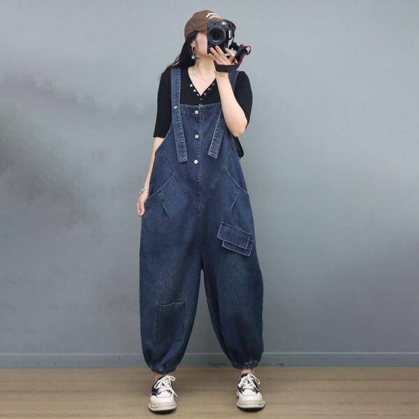 Fashion Pockets Denim 90s Overalls Baggy Gardening Bib Overalls