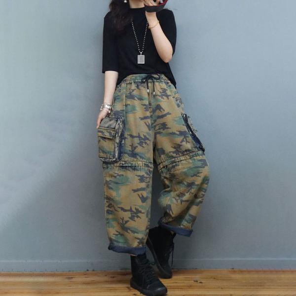 Unique Design Camo Cargo Pants Fashion Wide Leg Shorts