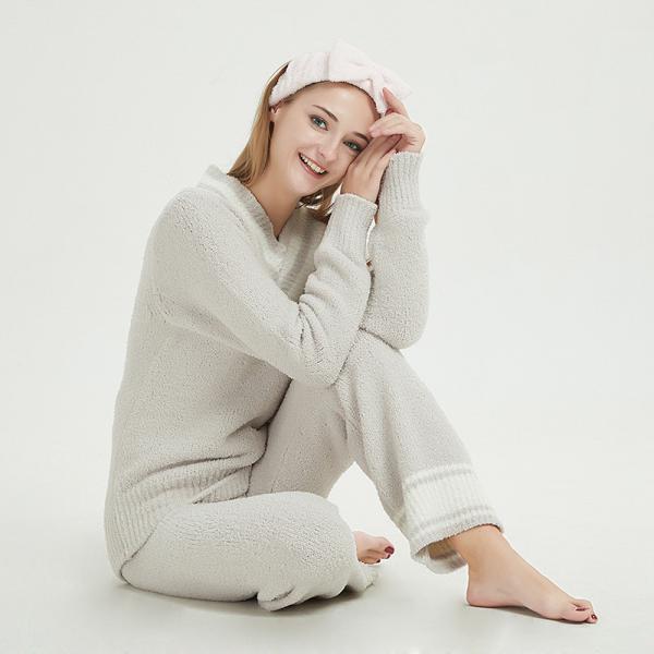 V-Neck Pajamas Top with Soft Long Pant Sets