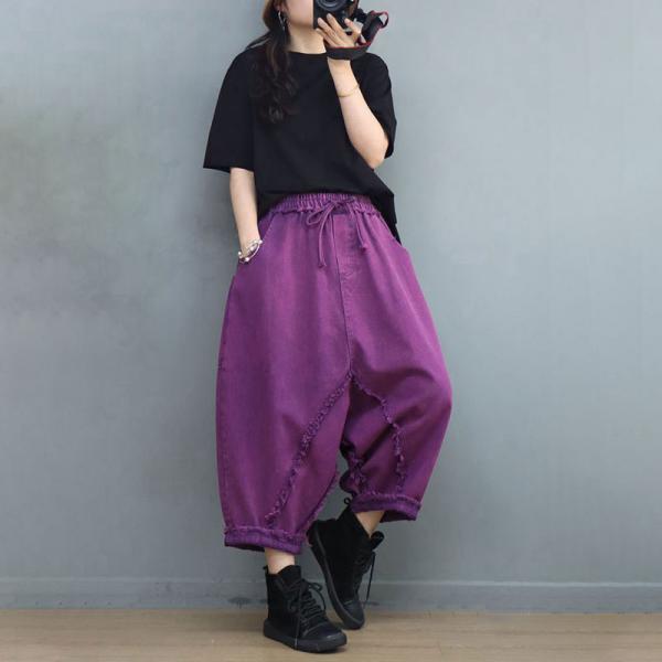 Hippie Style Fringed Harem Pants Pop Colored Fisherman Pants