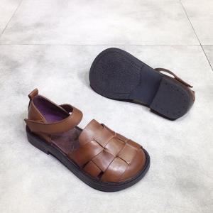 Chunky Heels Summer Lolita Sandals Round Toe Velcro Footwear