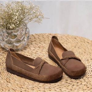 Over40 Style Cowhide Flat Loafers Cozy Slip-On Footwear