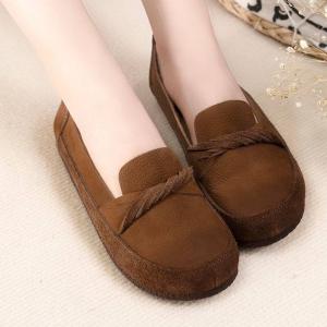 Over40 Style Cowhide Flat Loafers Cozy Slip-On Footwear