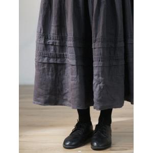 100s Ramie Spring Flouncing Skirt Pleated Peasant Skirt