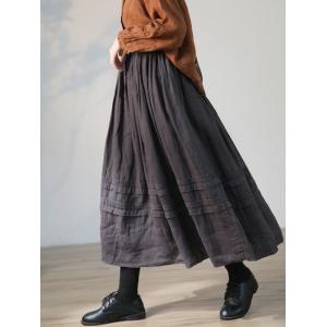 100s Ramie Spring Flouncing Skirt Pleated Peasant Skirt