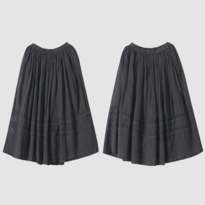100s Ramie Spring Flouncing Skirt Pleated Peasant Skirt