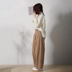 Business Casual Cotton Linen Pants Straight Legs Khaki Pants