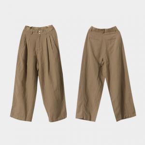 Business Casual Cotton Linen Pants Straight Legs Khaki Pants