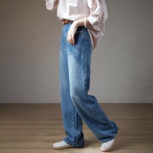 Floor Length Stone Wash Jeans 90s Fashion Straight Leg Jeans