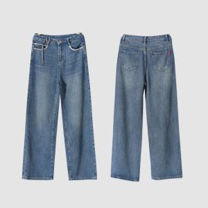 Floor Length Stone Wash Jeans 90s Fashion Straight Leg Jeans