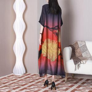 Lotus Leaf Spring Resort Dress Silk Loose Cruise Dress