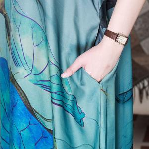 Lotus Leaf Spring Resort Dress Silk Loose Cruise Dress