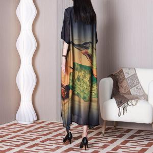 Lotus Leaf Spring Resort Dress Silk Loose Cruise Dress