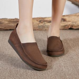 Summer Leather Cozy Travel Flats Slip-On Granny Shoes