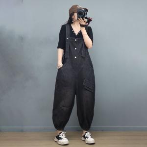 Fashion Pockets Denim 90s Overalls Baggy Gardening Bib Overalls