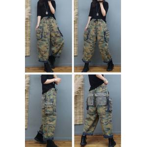 Unique Design Camo Cargo Pants Fashion Wide Leg Shorts