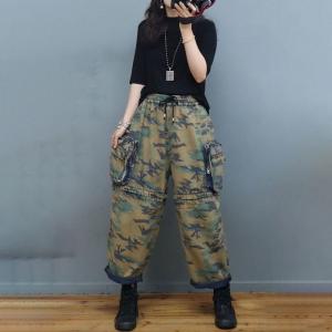 Unique Design Camo Cargo Pants Fashion Wide Leg Shorts