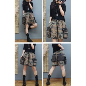 Unique Design Camo Cargo Pants Fashion Wide Leg Shorts