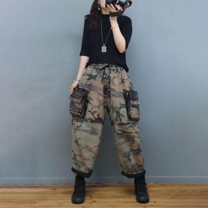 Unique Design Camo Cargo Pants Fashion Wide Leg Shorts