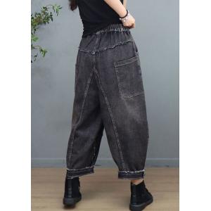 90s Fashion Fringed Jeans Womens Baggy Harem Jeans