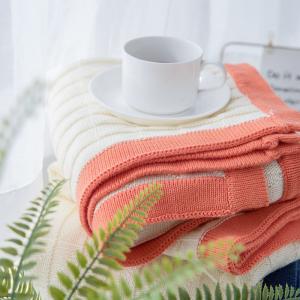 Bi-Colored Knitting Office Blanket Minimalist Cotton Beddings