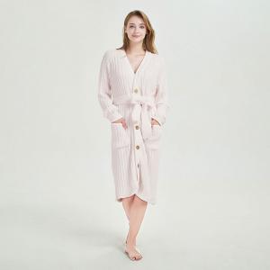 Baby Pink V-Neck Pajamas Robe Soft Tied Bathrobe