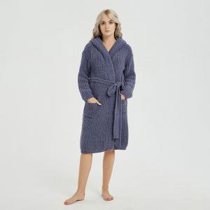 Mid-Length Belted Hooded Bathrobe Plain Comfy Sleepwear