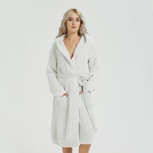 Mid-Length Belted Hooded Bathrobe Plain Comfy Sleepwear