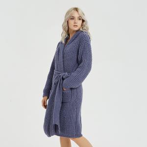 Mid-Length Belted Hooded Bathrobe Plain Comfy Sleepwear