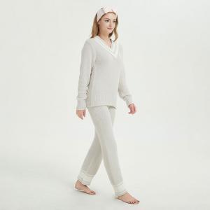 V-Neck Pajamas Top with Soft Long Pant Sets