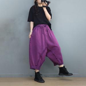 Hippie Style Fringed Harem Pants Pop Colored Fisherman Pants