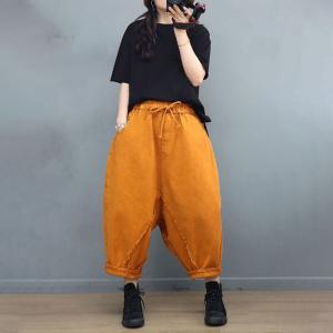 Hippie Style Fringed Harem Pants Pop Colored Fisherman Pants