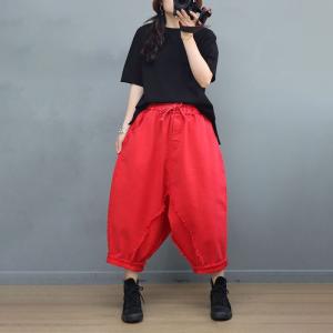 Hippie Style Fringed Harem Pants Pop Colored Fisherman Pants