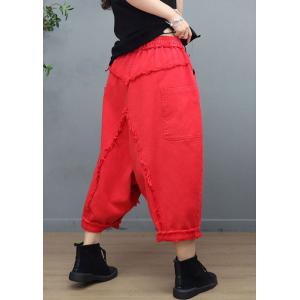 Hippie Style Fringed Harem Pants Pop Colored Fisherman Pants