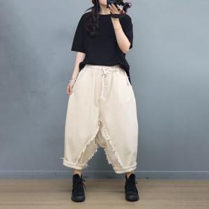 Hippie Style Fringed Harem Pants Pop Colored Fisherman Pants