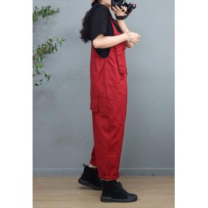 Hip Pockets Cotton 90s Overalls Straight Legs Summer Overalls