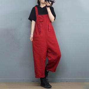 Hip Pockets Cotton 90s Overalls Straight Legs Summer Overalls