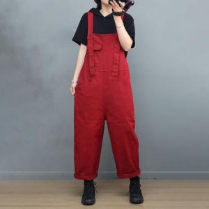 Hip Pockets Cotton 90s Overalls Straight Legs Summer Overalls