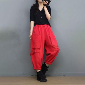 Vertical Pockets Casual Cargo Pants Straps Pendant 90s Pants