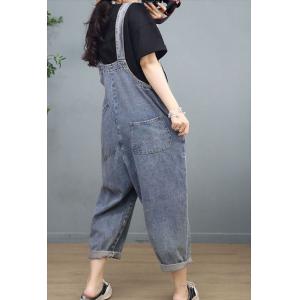 Chest Pocket Light Wash Overalls Loose Denim Bib Overalls